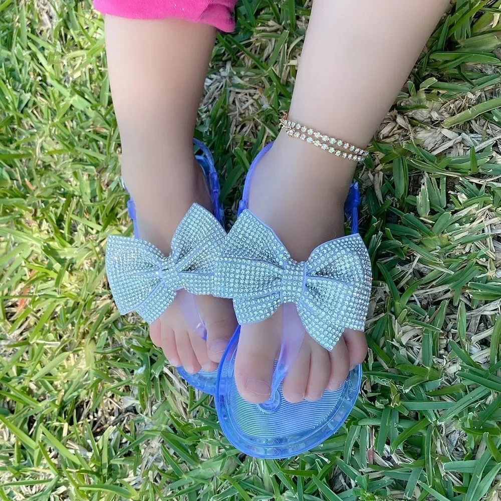 Clear Bling Bow Sling Back Little Girl Sandal